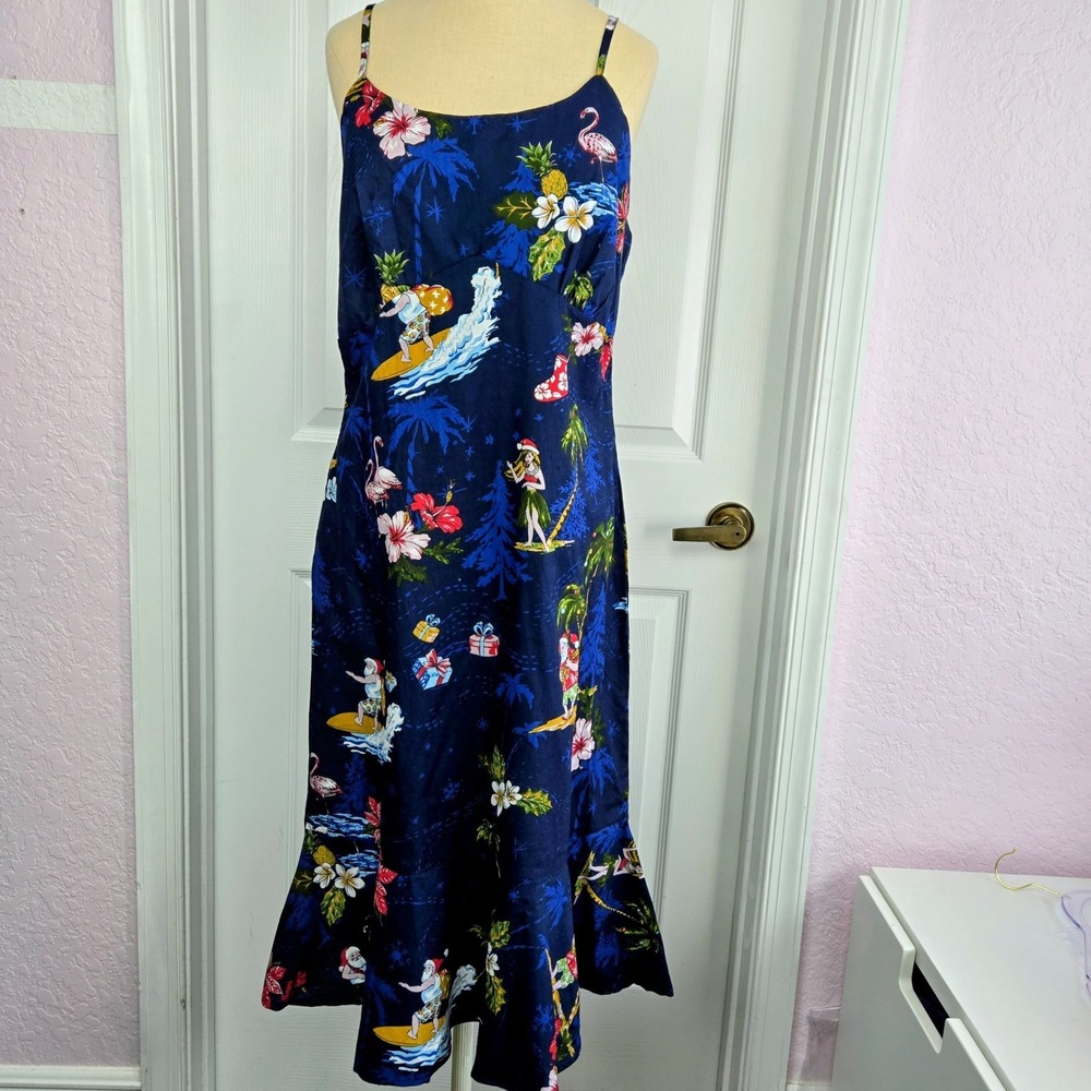 Hawaii Hangover Christmas Holiday‎ Hawaiian Dress Size M Cotton Side Zip New